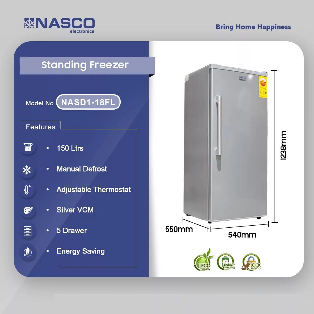 Nasco 150 Ltrs Standing Freezer Nasd1 18fl