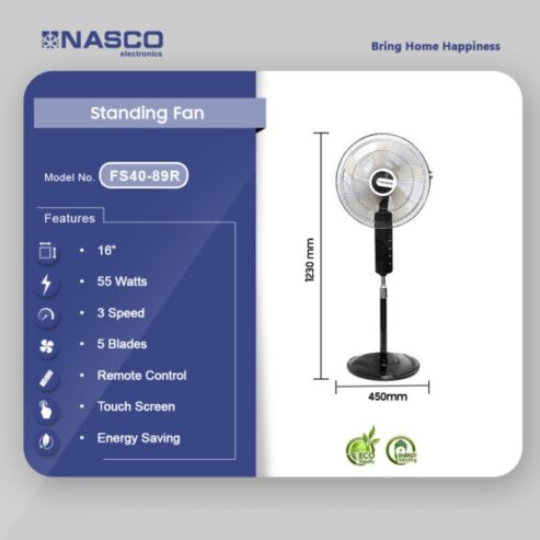Nasco 16 Inches 55 Watt Standing Fan Fs40 89r