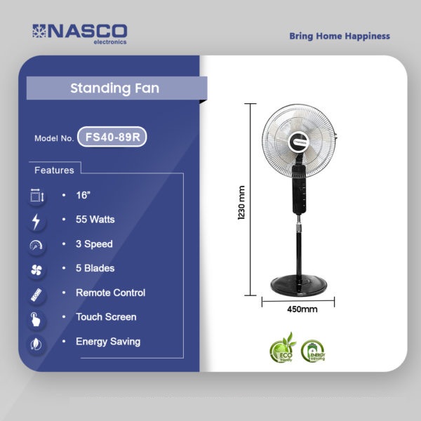 Nasco 16 Inches 55 Watt Standing Fan Fs40 89r