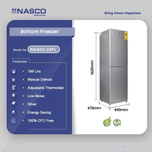 Nasco 196ltr Bottom Freezer Refrigerator Nasd2 24fl