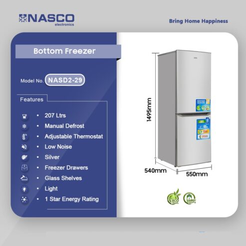 Nasco 207ltr Bottom Freezer Refrigerator Nasd2 29