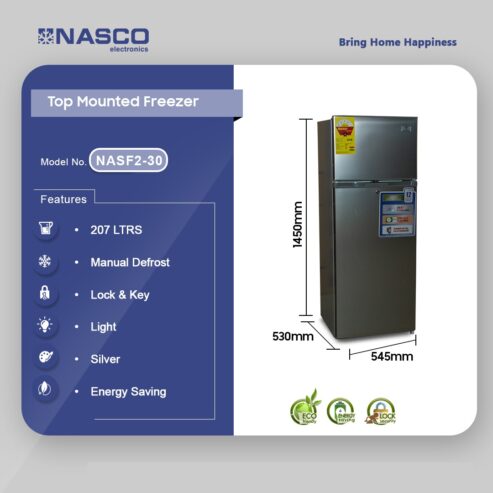 Nasco 207ltr Double Door Top Mount Refrigerator Nasf2 30