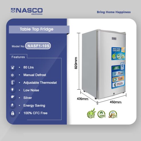 Nasco 80ltr Table Top Refrigerator Nasf1 10s
