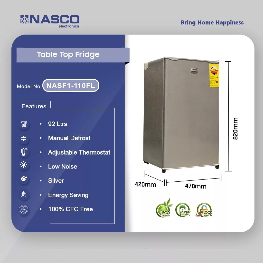 Nasco 92ltr Table Top Refrigerator Nasf1 110fl