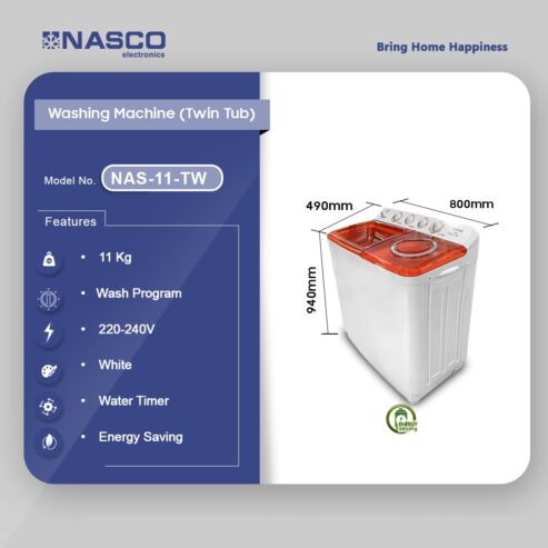 Nasco Twin Top Washing Machine 11kg Nas-11-Tw