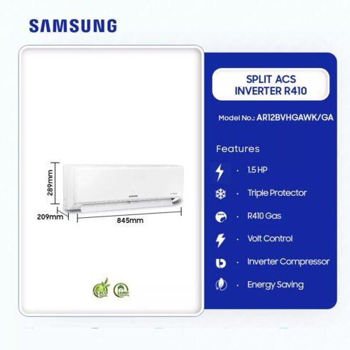 Samsung 1.5hp Split Acs Inverter R410 Ar12bvhgawk/Ga