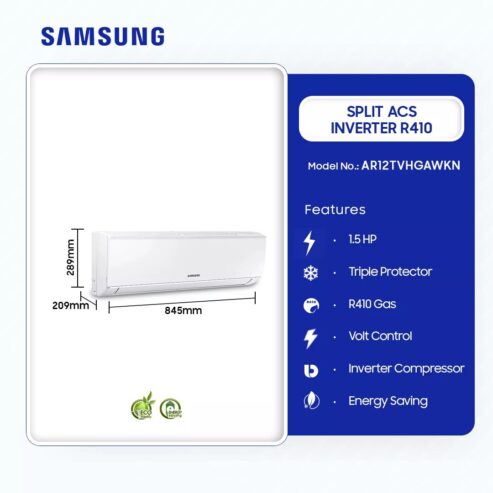 Samsung 1.5hp Split Acs Inverter R410 Ar12tvhgawkn