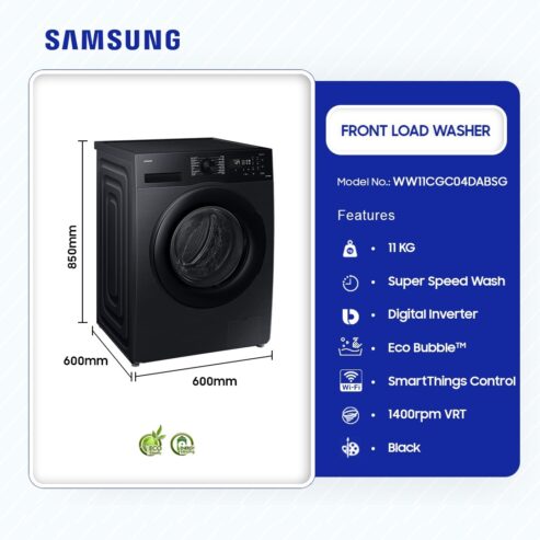 Samsung 11kg Front Load Full Auto Washer Washing Machine Ww11cgc04dabsg