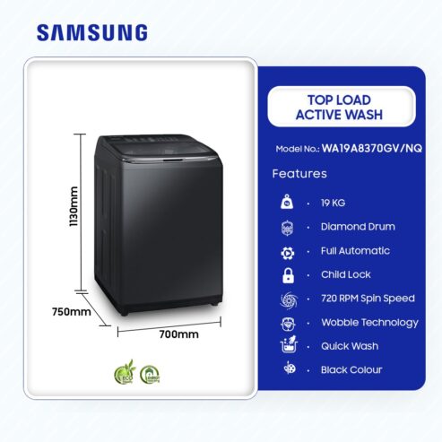 Samsung 19kg Top Load Full Auto Washing Machine Wa19a8370gv/Nq