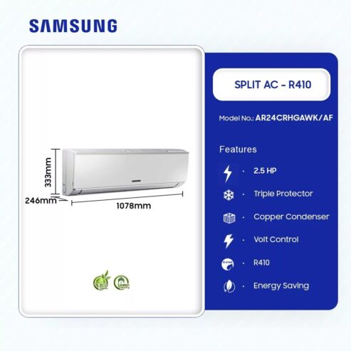 Samsung 2.5hp R410 Split Ac Ar24crhgawk/Af