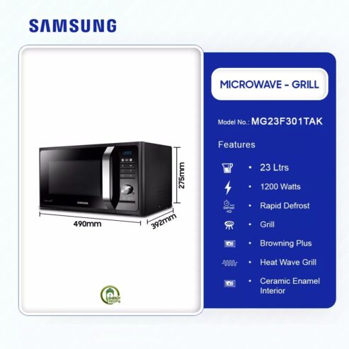 Samsung 23ltr Grill Microwave Mg23f301tak