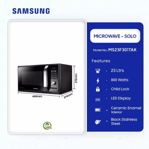Samsung 23ltr Solo Microwave Ms23f301tak