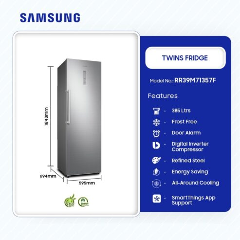 Samsung 385 Ltrs 1 Door All Round Twin Cooling Refrigerator Rr39m71357f