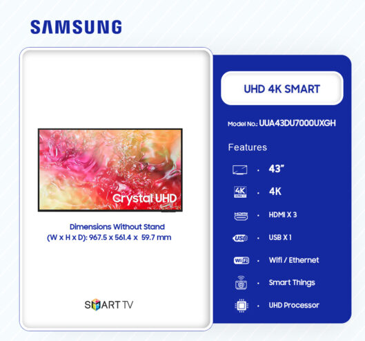 Samsung 43″ Uhd 4k Smart Tv Ua43du7000uxgh