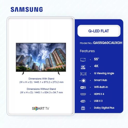 Samsung 55 Inches Qled Flat 4k Smart Tv Qa55q60cauxgh