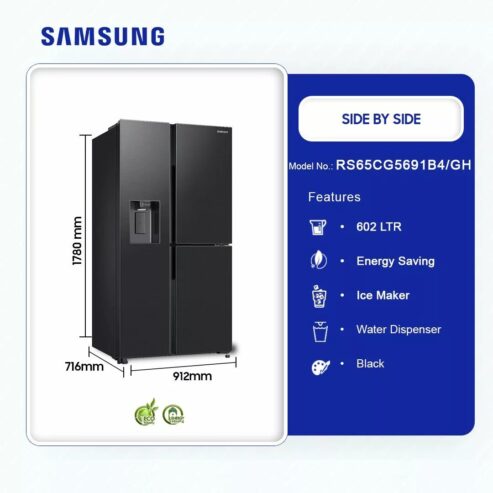 Samsung 602 Ltr Side By Side Refrigerator Rs65cg5691b4/Gh