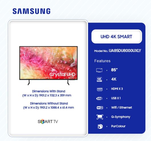 Samsung Uhd Smart 4k 85 Inch Television Ua85du8000uxly
