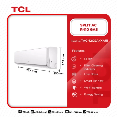 Tcl Split Ac R410 1.5hp Tac 12csa/Xa51