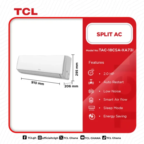 Tcl Split Inverter R410 Air Conditioner 2.0hp Tac18csa/Xa73i