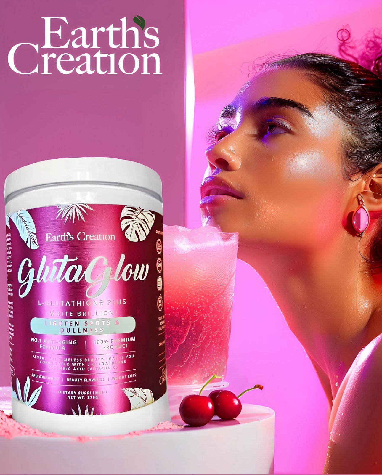 Earths Creation GlutaGlow Glutathione Powder Supplement