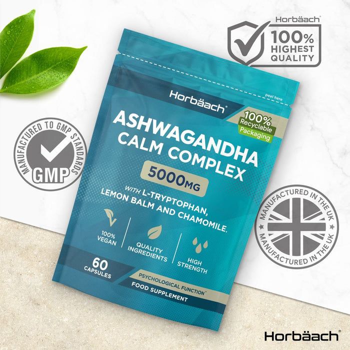 Ashwagandha Calm Complex 5000mg 60 Capsules Supplement