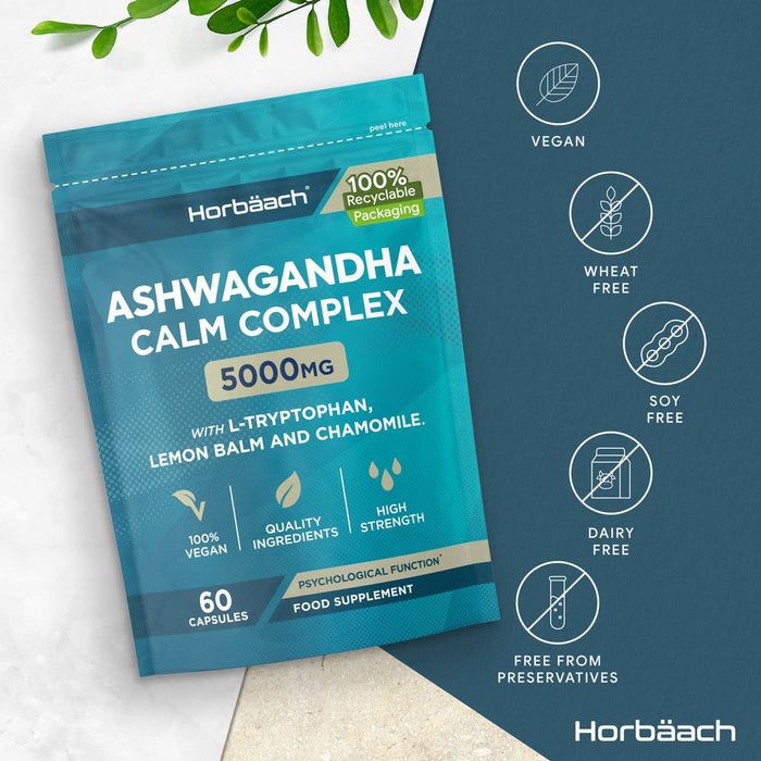 Ashwagandha Calm Complex 5000mg 60 Capsules Supplement