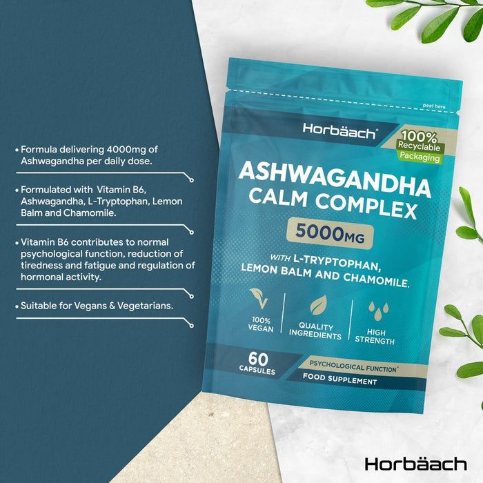 Ashwagandha Calm Complex 5000mg 60 Capsules Supplement