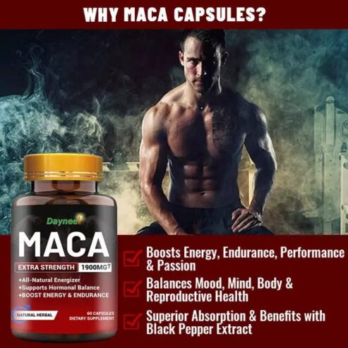 Maca Capsule Man Power Sexual Enhancement and Male Fertility 1900MG Dietary Supplement
