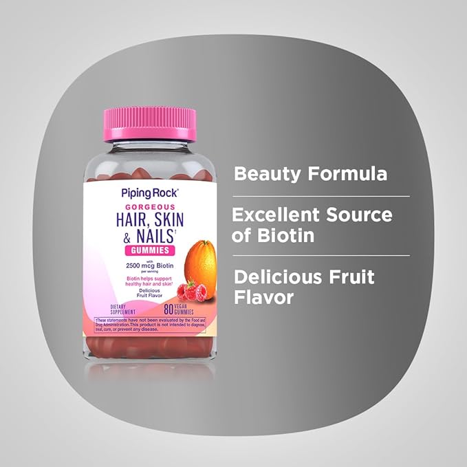 Piping Rock Hair Skin and Nails Vitamins | 80 Gummies
