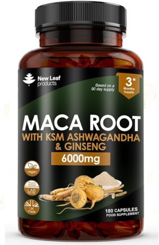 Maca Root Capsules with KSM Ashwagandha and Ginseng Supplement