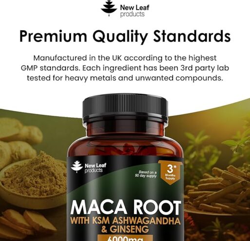 Maca Root Capsules with KSM Ashwagandha and Ginseng Supplement