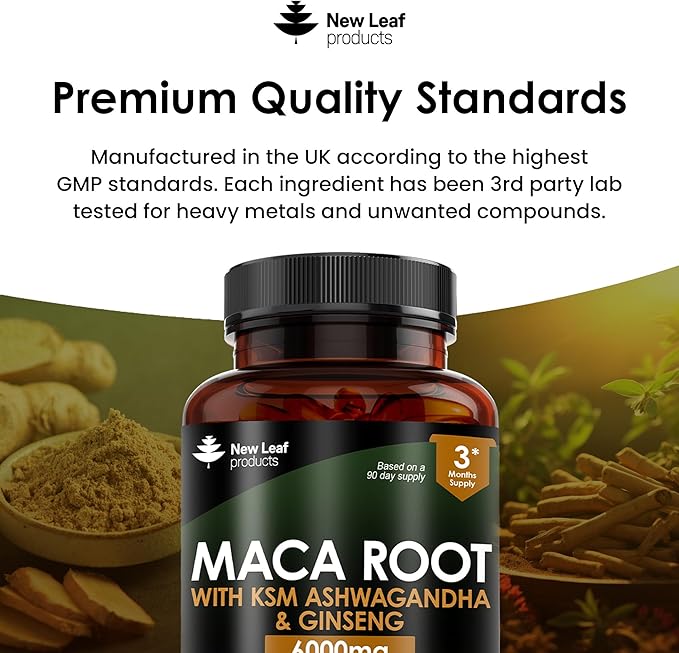 Maca Root Capsules with KSM Ashwagandha and Ginseng Supplement