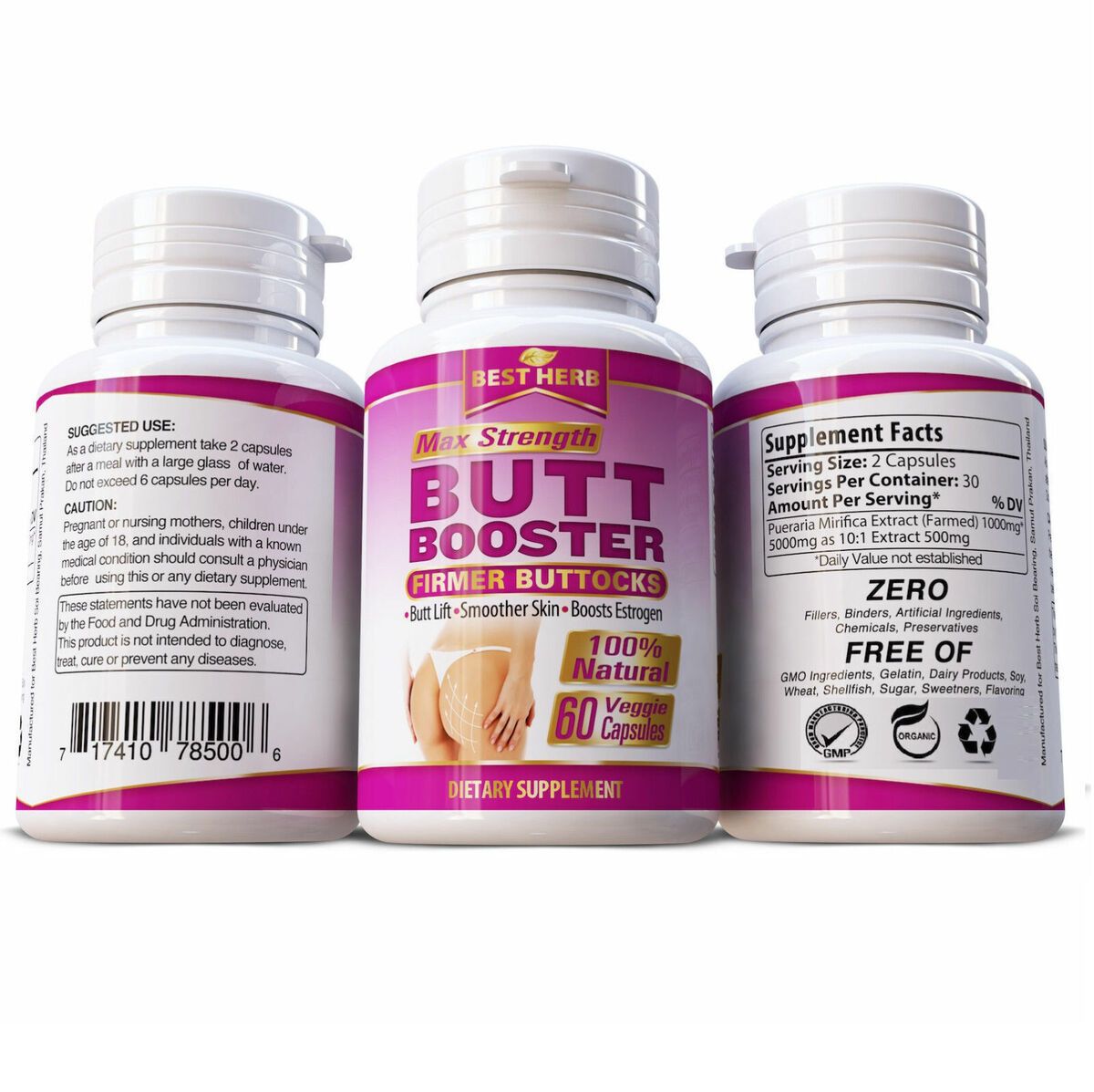 Herbal Supplements Plump HIPS Enhancement Firming and Seductive 60 Tablets