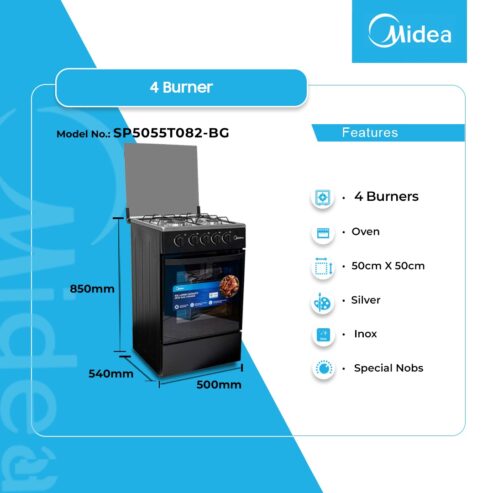 Midea 4 Burner Gas Cooker Sp5055t082 Bg