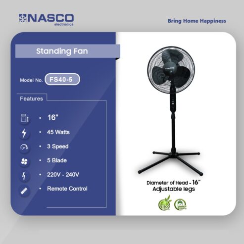 Nasco 16 Inches Standing Fan 5 Blades Fs40 5