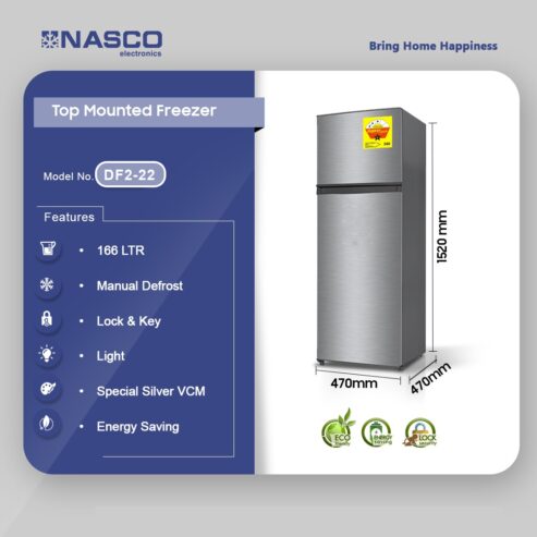 Nasco 166ltr Top Mount Refrigerator Df2 22