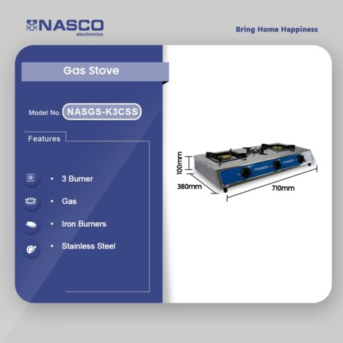 Nasco 3 Burner Gas Stove White Nasgs K3css in Ghana