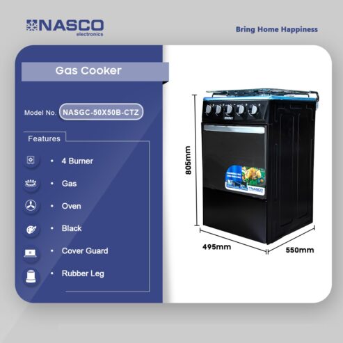 Nasco 4 Burner Gas Cooker Oven Nasgc 50x50b Ctz