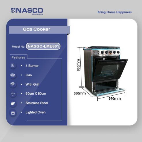 Nasco 4 Burner Gas Cooker Stainless Steel Nasgc Lme60i