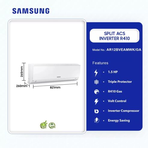 Samsung 1.5hp Wind Free Split Acs Inverter R410 Ar12bveamwk/Ga