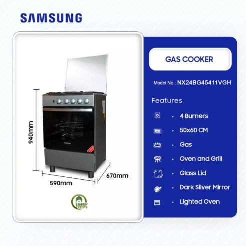 Samsung 4 Burner Gas Cooker With Grill Nx24bg45411vgh