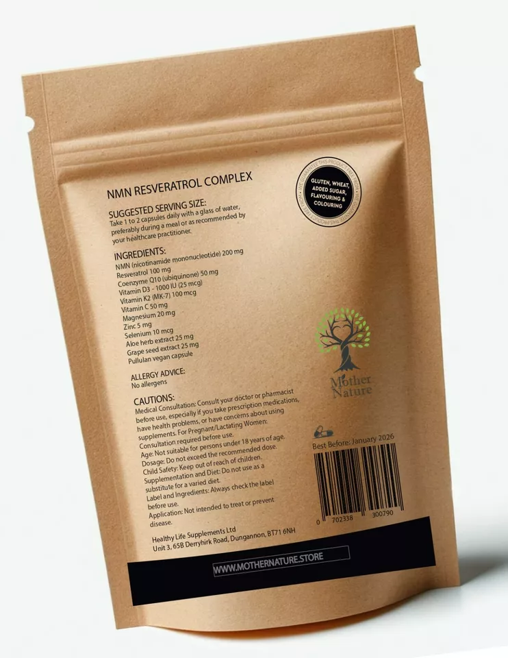 Mother Nature NMN Resveratrol Nicotinamide DNA Supplement