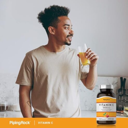 PipingRock Vitamin C 1000 Mg + Bioflavonoids + Rose Hips – 250 Caplet