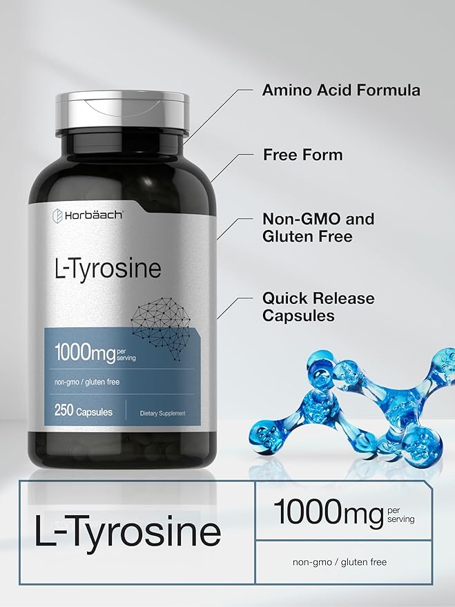 L-Tyrosine 1000Mg Supplement for Focus, Brain, Memory, Mood, and Energy