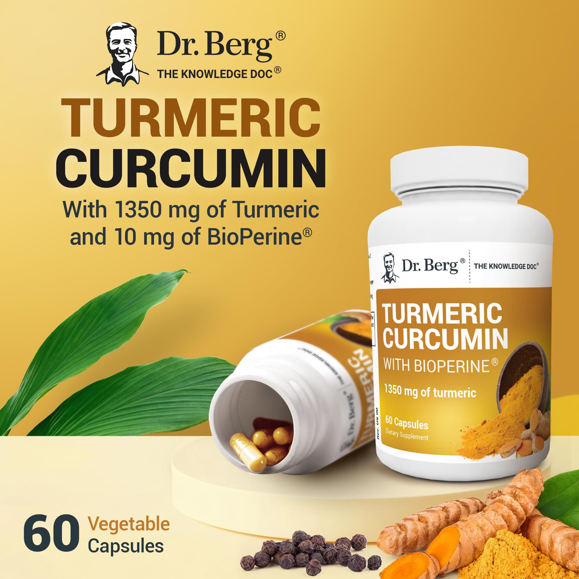 Dr. Berg Turmeric Supplement with Black Pepper BioPerine 1350mg