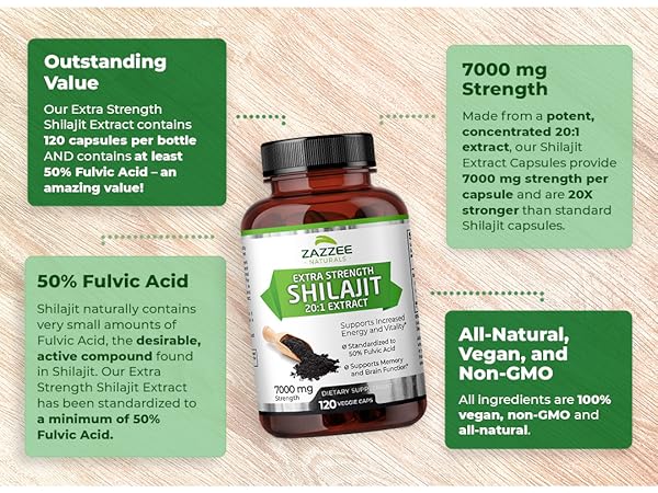 Zazzee Natural Extra Strength Shilajit 20:1 Extract