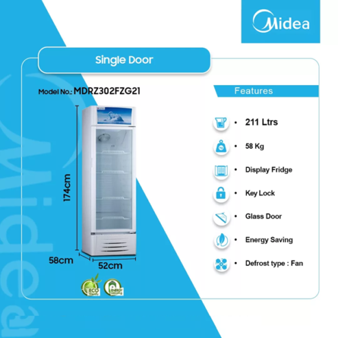 Midea 211ltr Display Fridge Mdrz302fzg21 in Ghana
