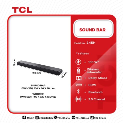 Tcl Audio Sound Bar 100w S45h in Ghana