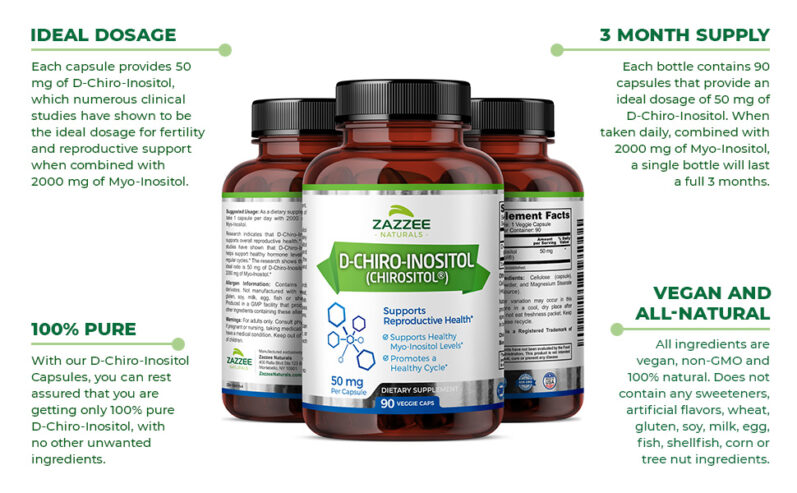 Zazzee Myo-Inositol + D-Chiro With Vitex Food Supplement