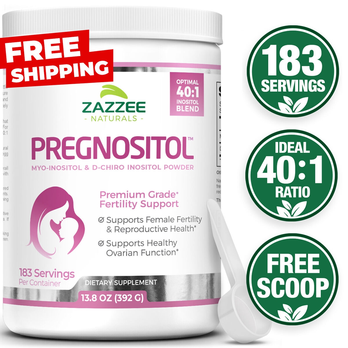Zazzee PREGNOSITOL Powder Myo-Inositol and D-Chiro-Inositol